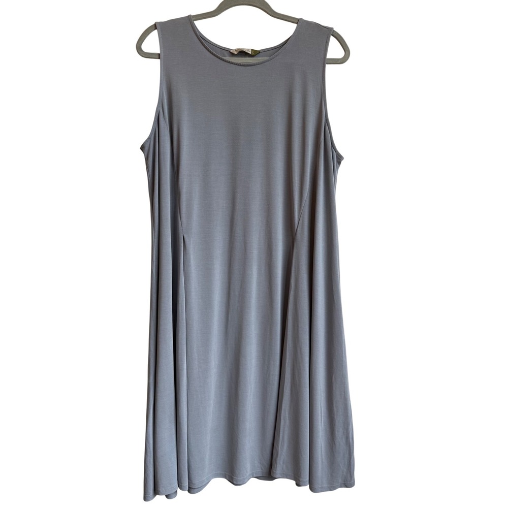 Chalet et Ceci A-Line Dress Large Gray Modal Sleeveless Lagenlook Minimalist